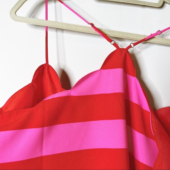 NWT J Crew Factory Pink & Red Stripe Scalloped Neckline Cami SZ 18 - Picture 7 of 7